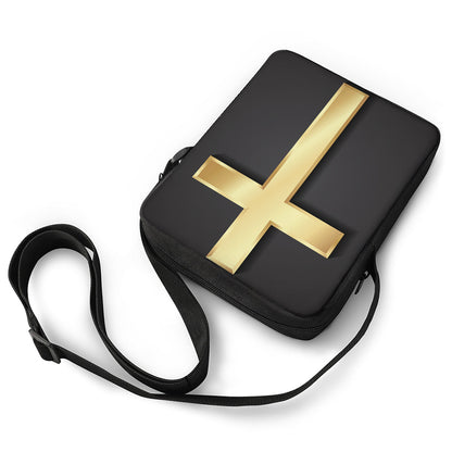 Classic Golden Cross Print Rectangular Crossbody Bag