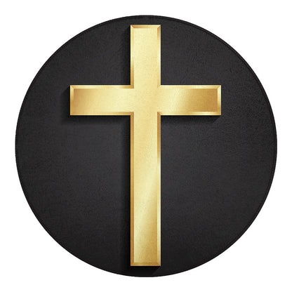 Classic Golden Cross Print Round Blanket