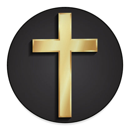 Classic Golden Cross Print Round Floor Mat