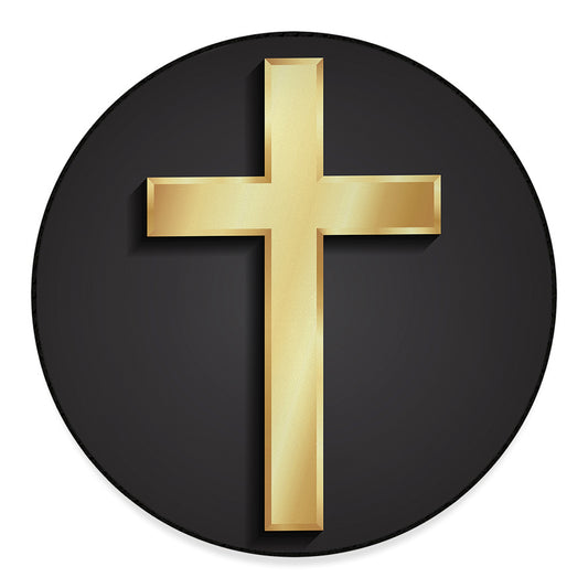 Classic Golden Cross Print Round Floor Mat
