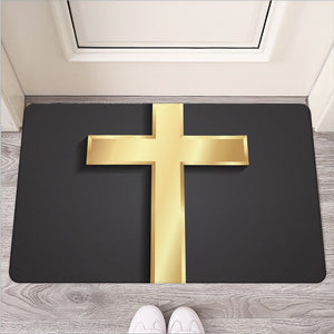 Classic Golden Cross Print Rubber Doormat