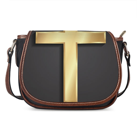Classic Golden Cross Print Saddle Bag