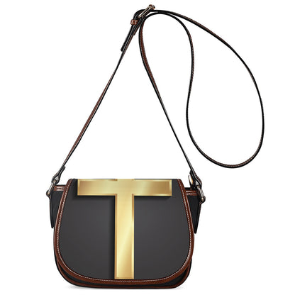 Classic Golden Cross Print Saddle Bag
