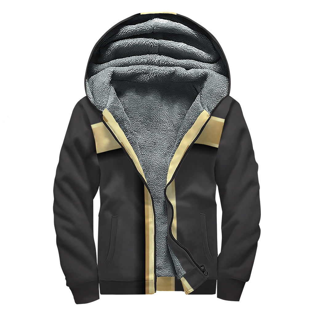 Classic Golden Cross Print Sherpa Lined Zip Up Hoodie