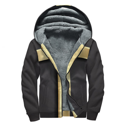 Classic Golden Cross Print Sherpa Lined Zip Up Hoodie
