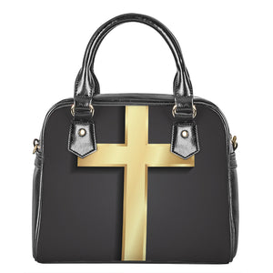 Classic Golden Cross Print Shoulder Handbag