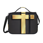 Classic Golden Cross Print Shoulder Strap Bible Bag