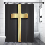 Classic Golden Cross Print Shower Curtain