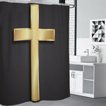 Classic Golden Cross Print Shower Curtain