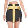 Classic Golden Cross Print Side Slit Mini Skirt