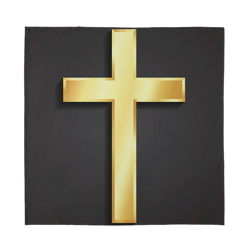 Classic Golden Cross Print Silk Bandana