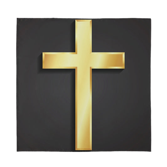 Classic Golden Cross Print Silk Bandana