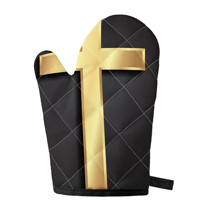 Classic Golden Cross Print Single Oven Mitt