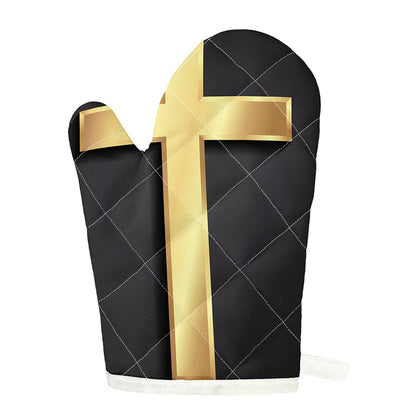 Classic Golden Cross Print Single Oven Mitt