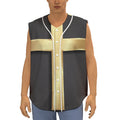 Classic Golden Cross Print Sleeveless Baseball Jersey