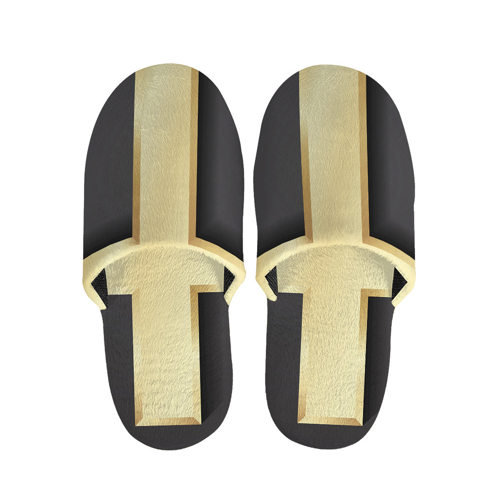 Classic Golden Cross Print Slippers