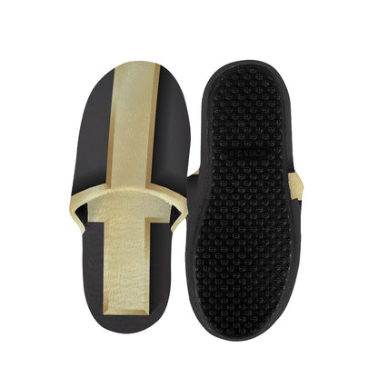 Classic Golden Cross Print Slippers