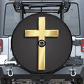 Classic Golden Cross Print Tire Cover With Camera Hole
