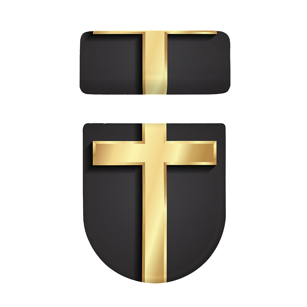 Classic Golden Cross Print Toilet Lid And Tank Cover Set