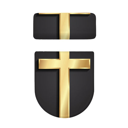 Classic Golden Cross Print Toilet Lid And Tank Cover Set