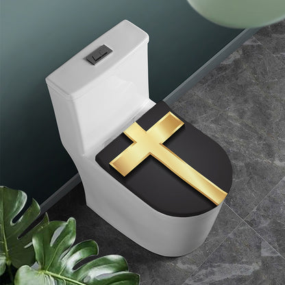 Classic Golden Cross Print Toilet Lid Cover