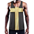 Classic Golden Cross Print Men's Workout Tank Top