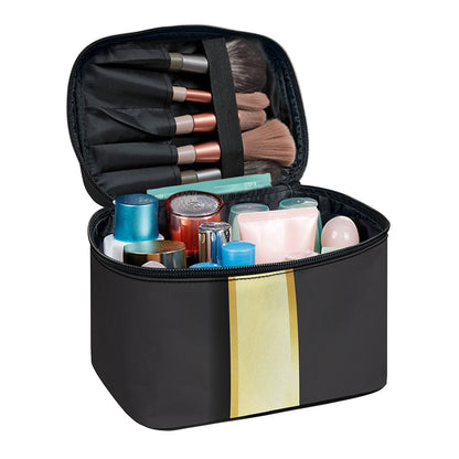 Classic Golden Cross Print Travel Makeup Bag