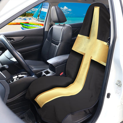 Classic Golden Cross Print Waterproof Car Seat Cover