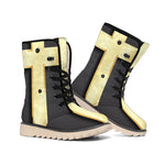 Classic Golden Cross Print Winter Boots