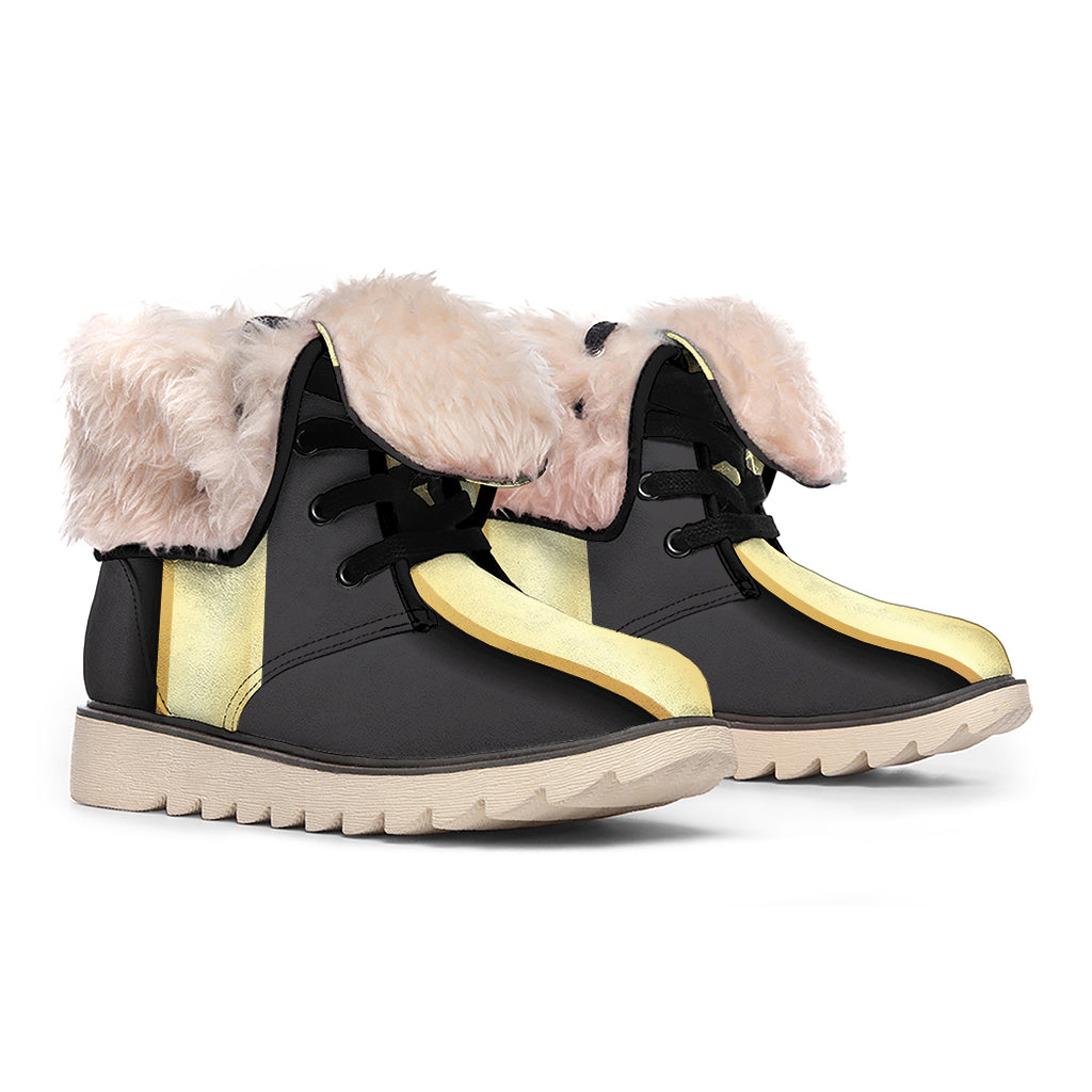 Classic Golden Cross Print Winter Boots