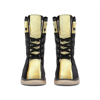 Classic Golden Cross Print Winter Boots
