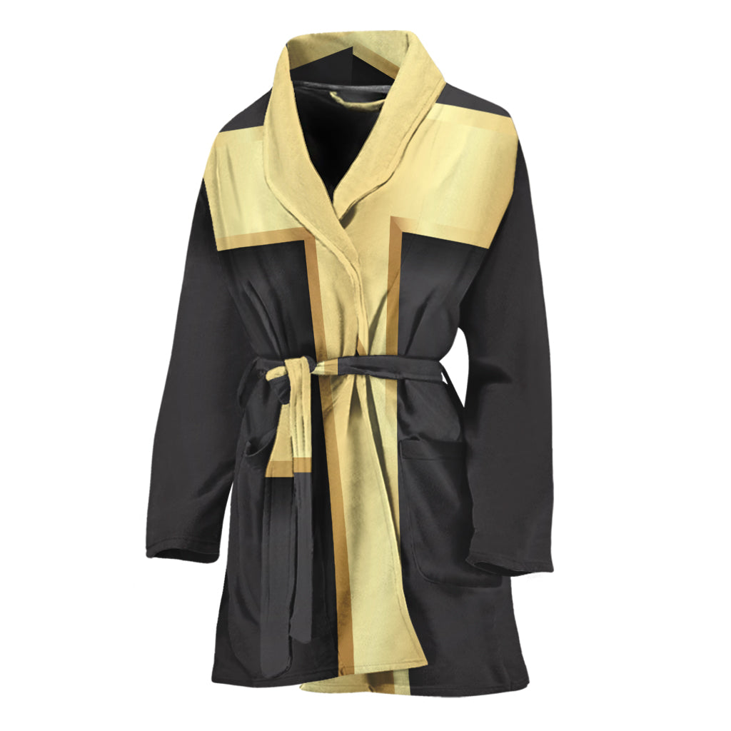 Classic Golden Cross Print Women's Bathrobe