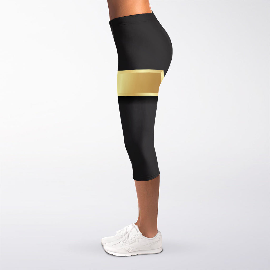 Classic Golden Cross Print Women's Capri Leggings
