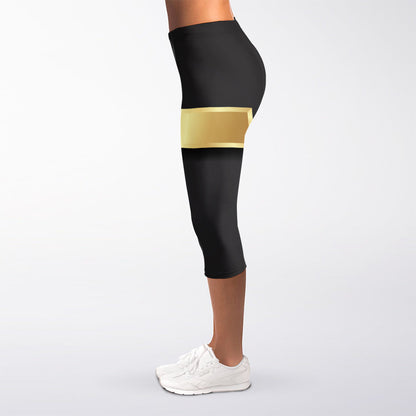 Classic Golden Cross Print Women's Capri Leggings