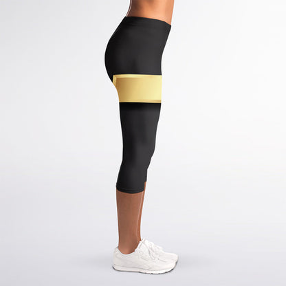 Classic Golden Cross Print Women's Capri Leggings