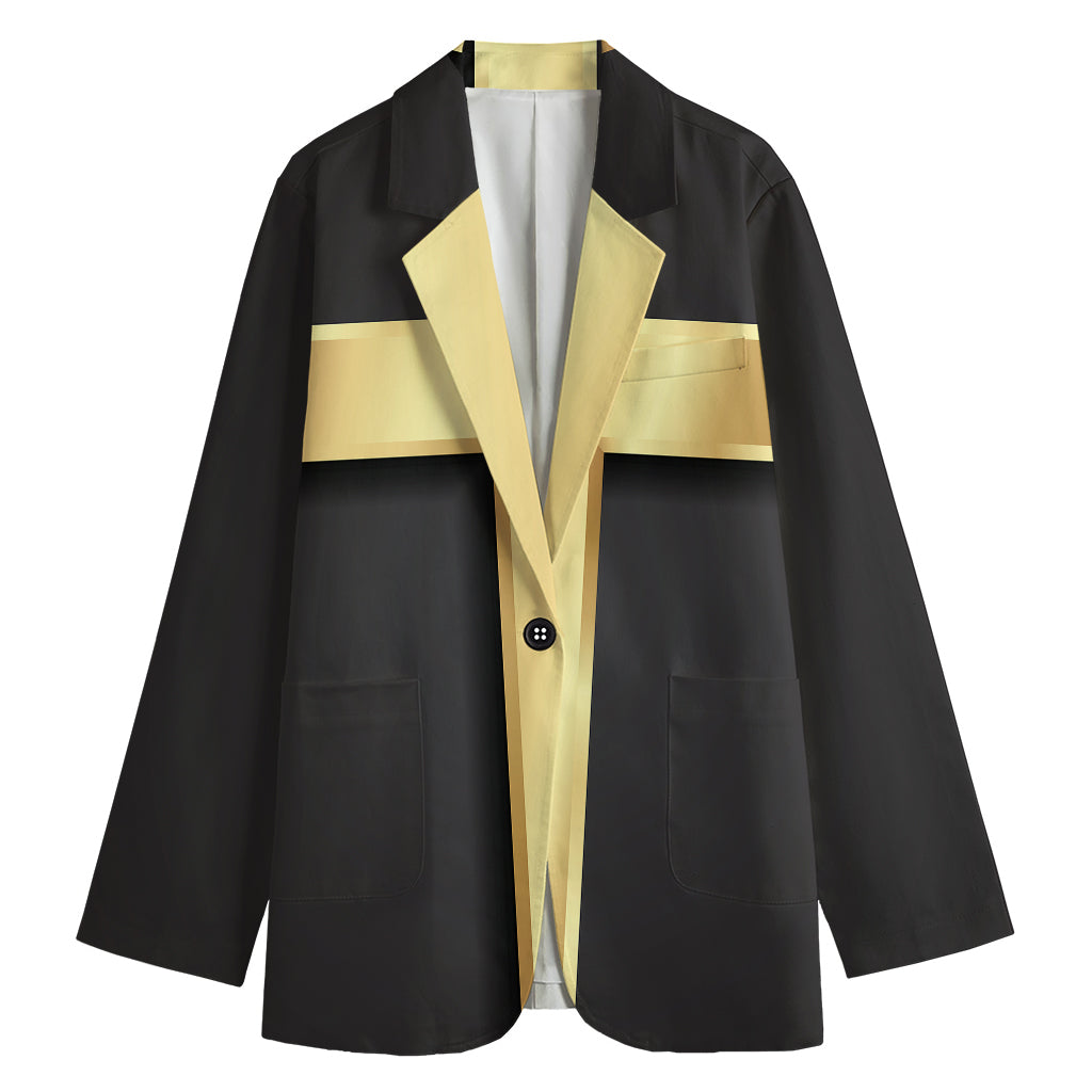 Classic Golden Cross Print Women's Cotton Blazer