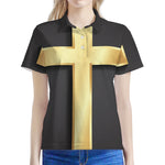 Classic Golden Cross Print Women's Polo Shirt