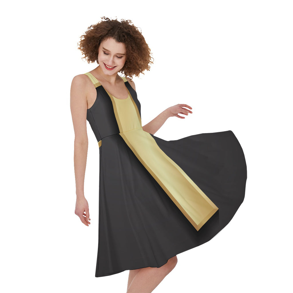 Classic Golden Cross Print Women's Sleeveless Dress