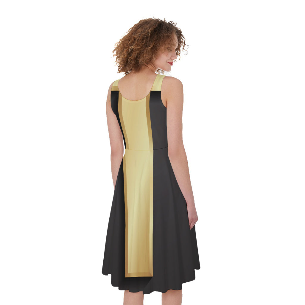 Classic Golden Cross Print Women's Sleeveless Dress