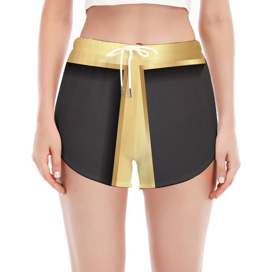 Classic Golden Cross Print Women's Split Running Shorts