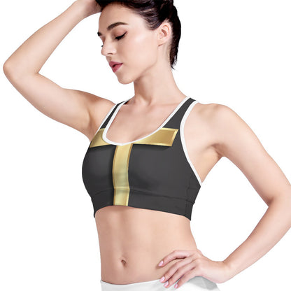 Classic Golden Cross Print Women's Sports Bra