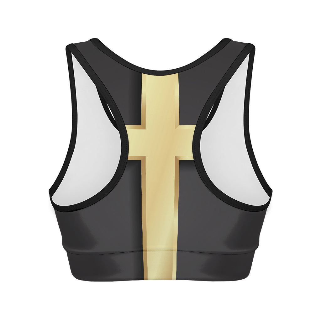 Classic Golden Cross Print Women's Sports Bra