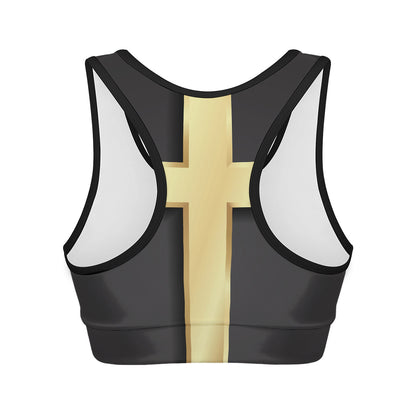 Classic Golden Cross Print Women's Sports Bra