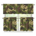 Classic Green Camouflage Print 3 Piece Kitchen Curtains