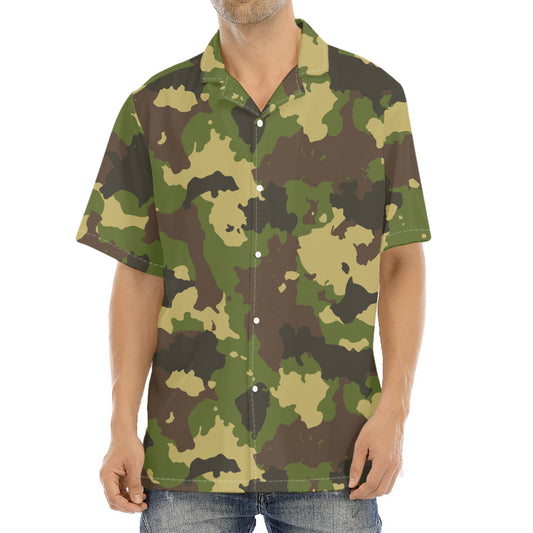 Classic Green Camouflage Print Aloha Shirt