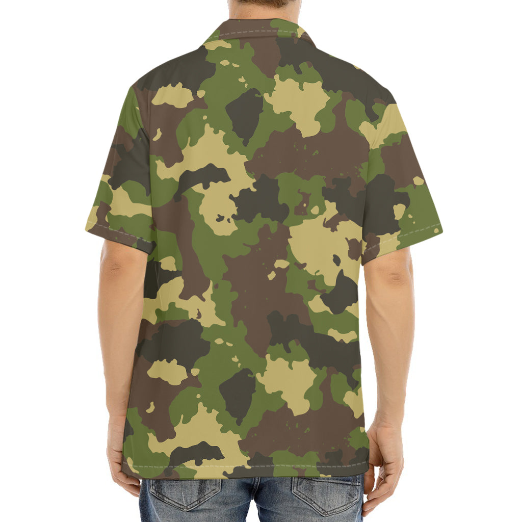 Classic Green Camouflage Print Aloha Shirt