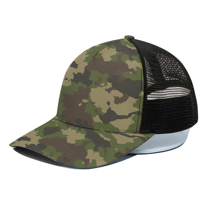 Classic Green Camouflage Print Black Mesh Trucker Cap