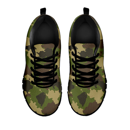 Classic Green Camouflage Print Black Running Shoes