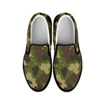 Classic Green Camouflage Print Black Slip On Sneakers