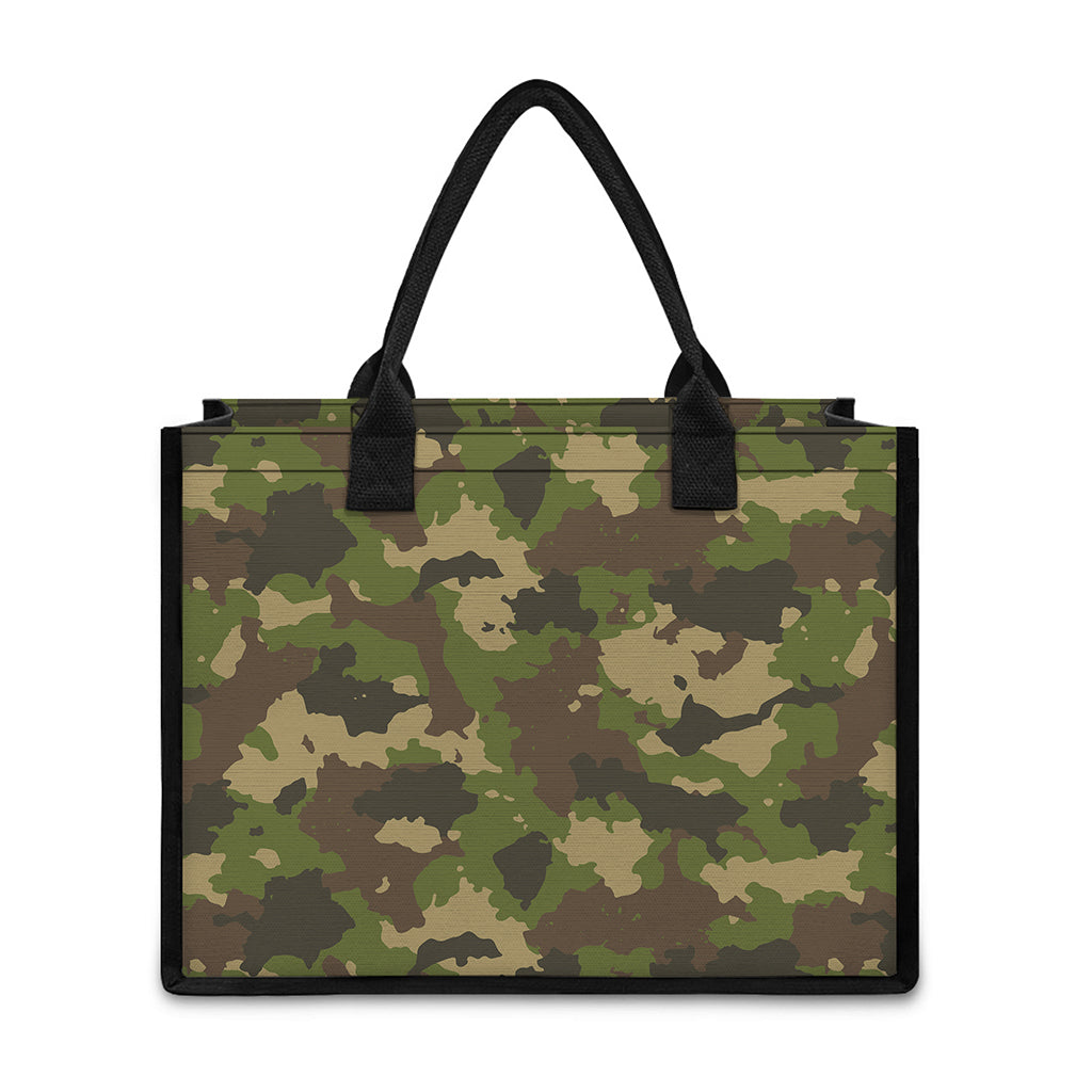 Classic Green Camouflage Print Canvas Tote Bag